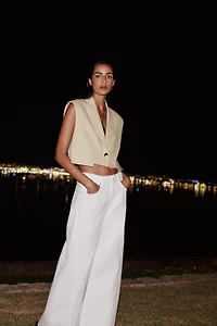 GILET COURT EN LIN