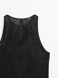 Semi-sheer top with matching beads