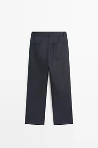 Kick flare cropped linen trousers