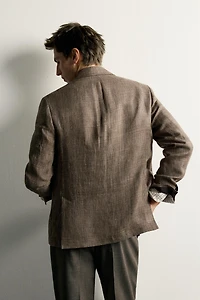 100% LINEN CHECK BLAZER