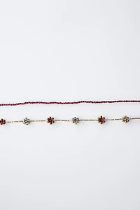 TWO-PACK OF BEADED FLOWER NECKLACES