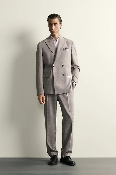 WOOL-BLEND PLAID REGULAR FIT SUIT BLAZER