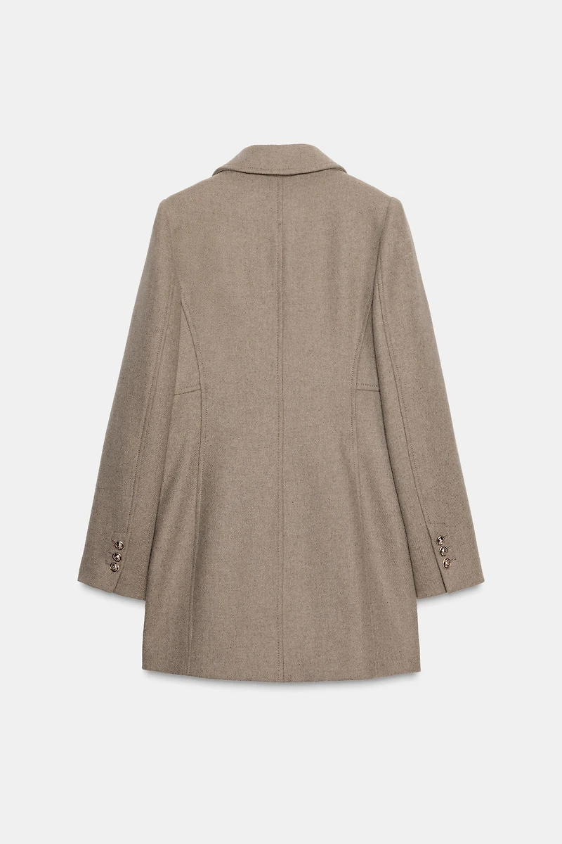 WOOL BLEND DOUBLE BREASTED SHORT COAT
