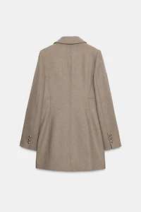 WOOL BLEND DOUBLE BREASTED SHORT COAT