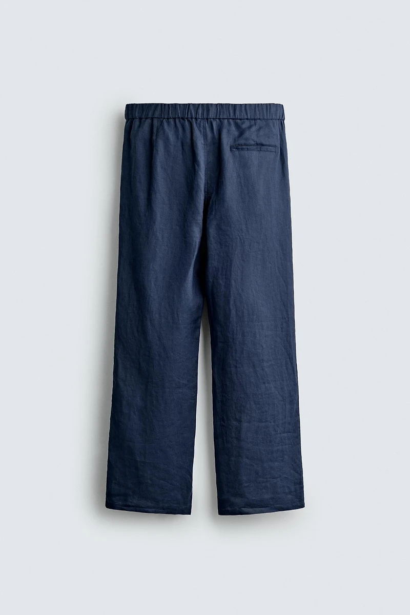 100% LINEN REGULAR FIT PANTS