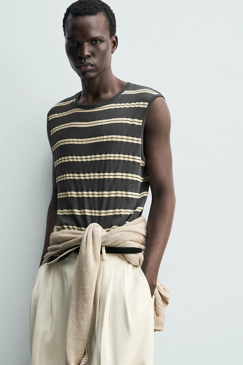 STRIPED JACQUARD TANK TOP