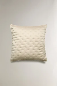 PLAIN SATEEN PILLOW SHAM FOR QUILT WITH KNOTS
