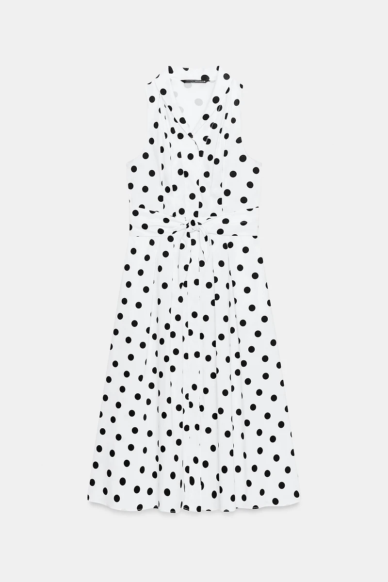 POLKA DOT POPLIN MIDI DRESS