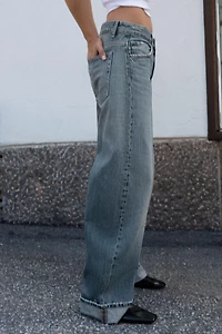 TRF MID-RISE BAGGY FOLDED JEANS