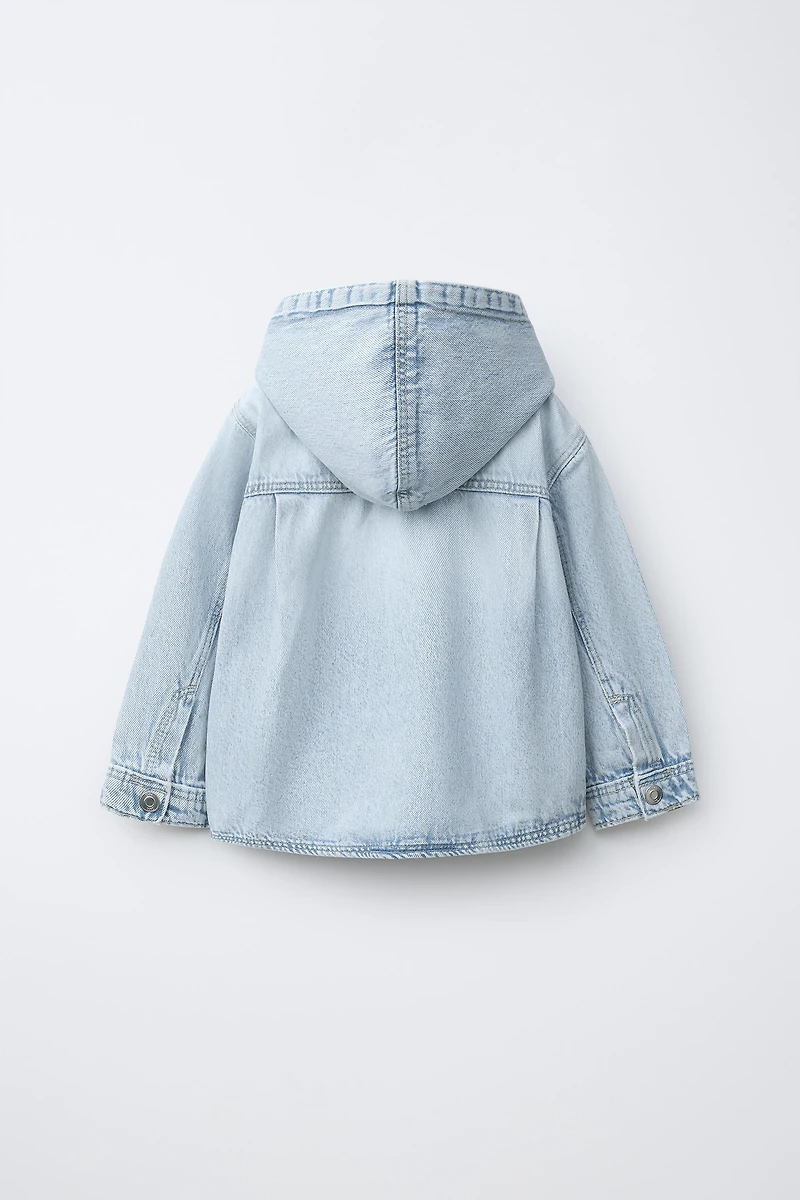 HOODED DENIM OVERSHIRT