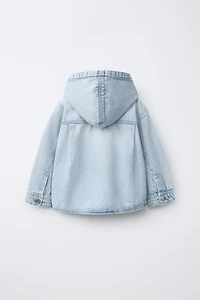 HOODED DENIM OVERSHIRT