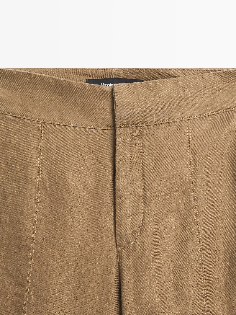 100% linen kick flare fit pants