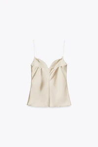 SATIN EFFECT SWEETHEART NECKLINE TOP