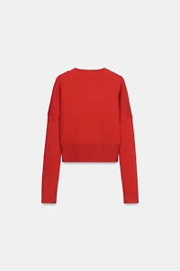 DOUBLE LAYER KNIT CARDIGAN SWEATER