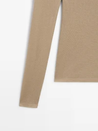 Long sleeve lyocell and wool blend T-shirt