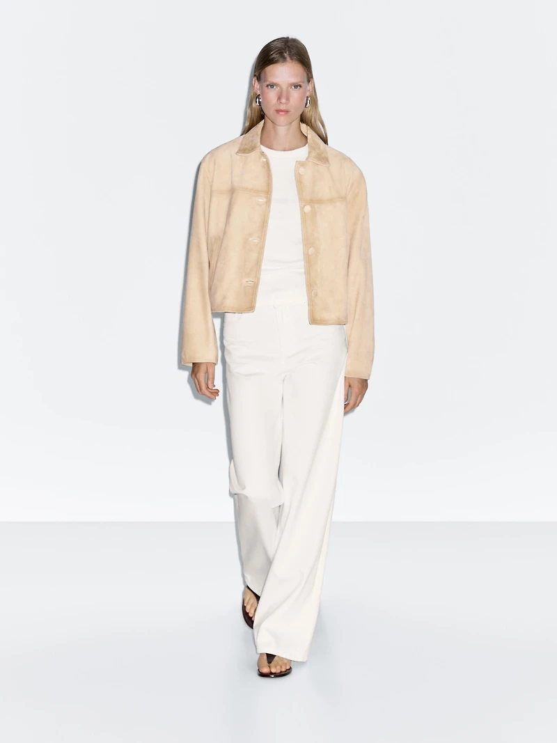 Short suede leather jacket
