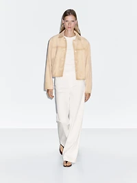 Short suede leather jacket
