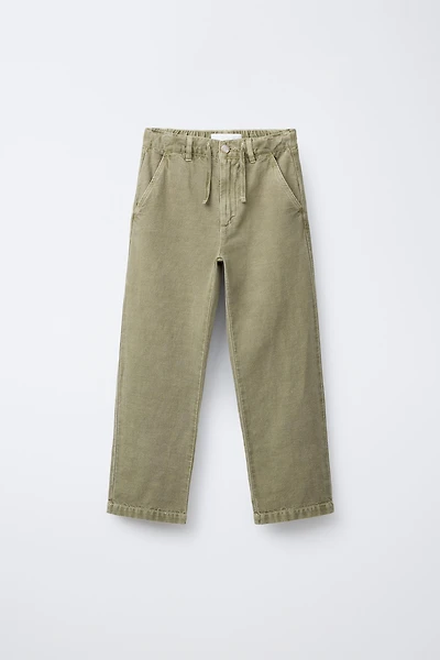 PANTALON DROIT AVEC COTON ET LIN