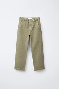 STRAIGHT-LEG COTTON-LINEN PANTS