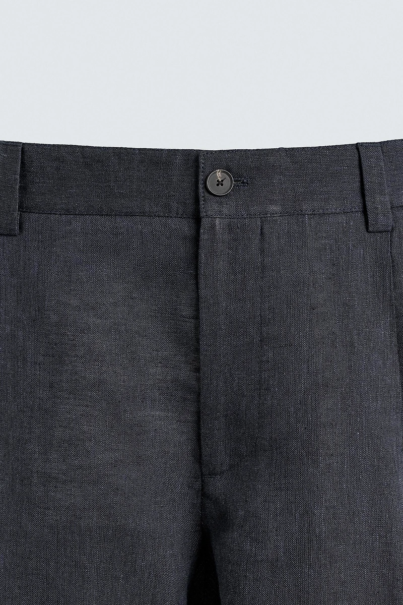 PANTALON 100% LIN À PLIS