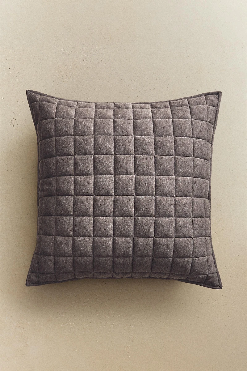 GRAY MARL SWEATER QUILT CUSHION COVER