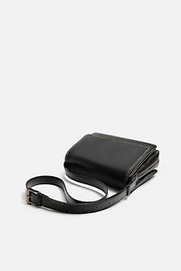 DISTRESSED EFFECT FLAP CROSSBODY BAG
