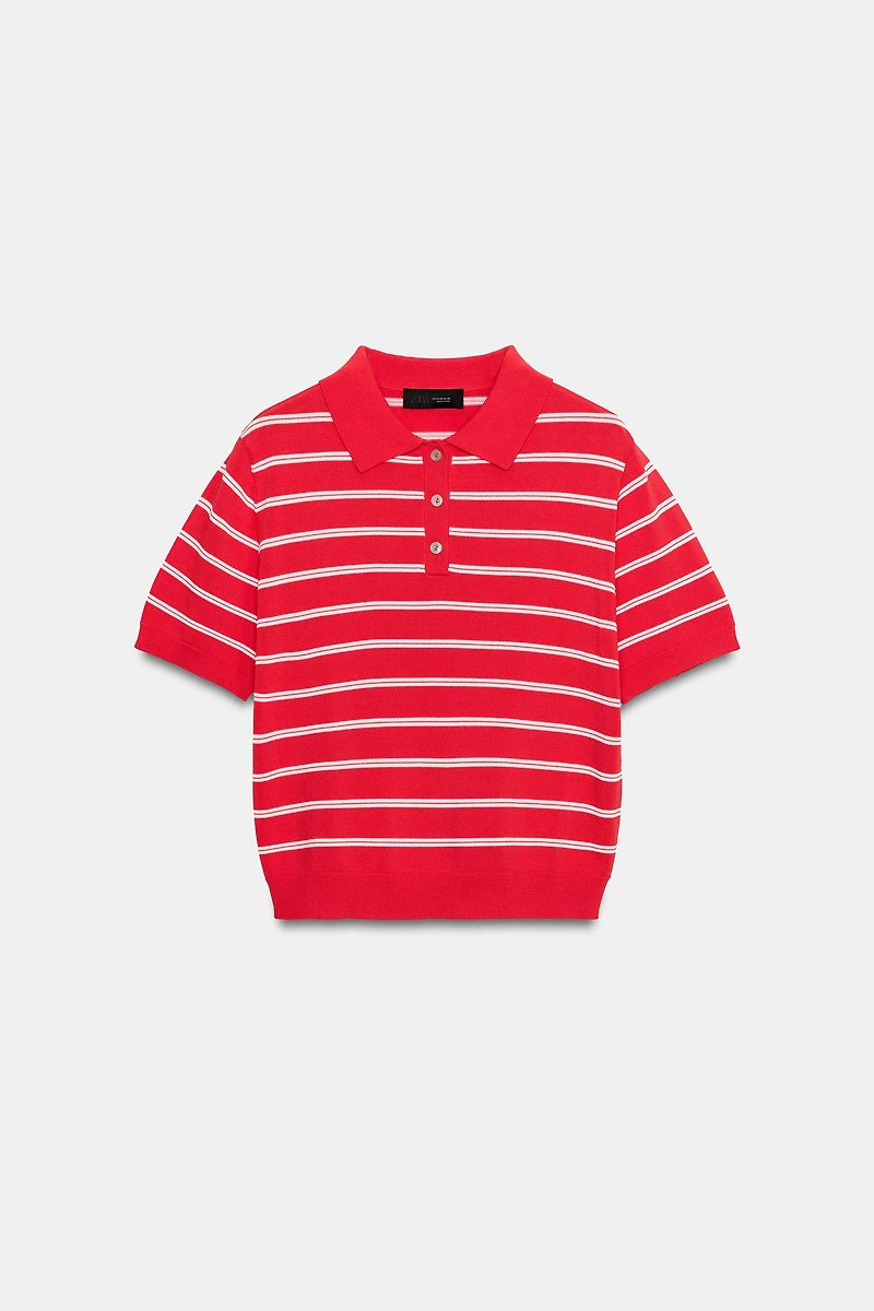 POLO EN MAILLE À RAYURES ET MANCHES COURTES