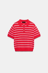 POLO EN MAILLE À RAYURES ET MANCHES COURTES