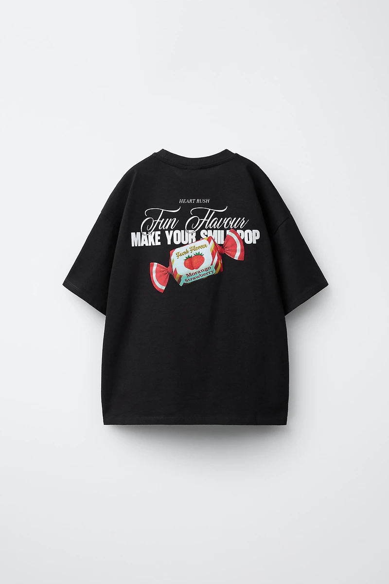 CHERRY AND CARAMEL PRINT T-SHIRT