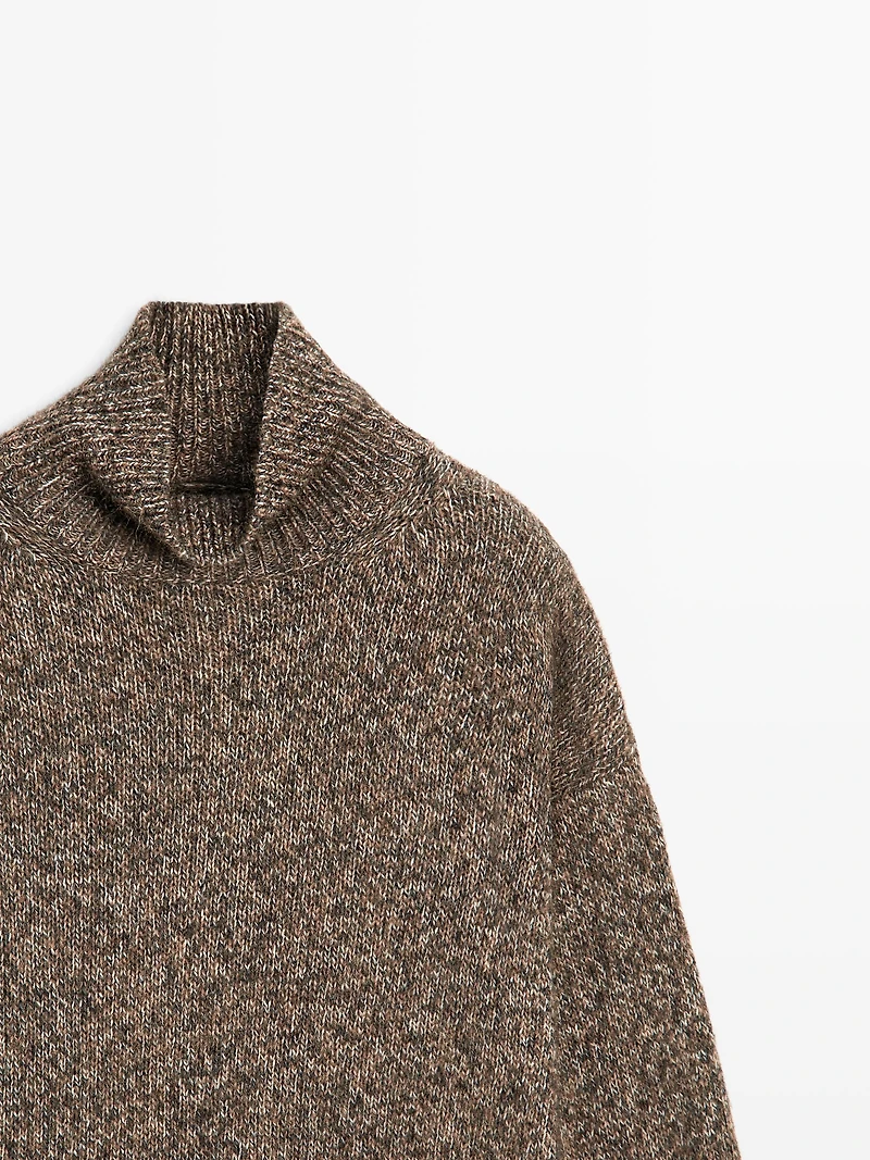 Mouliné knit alpaca and wool blend turtleneck sweater