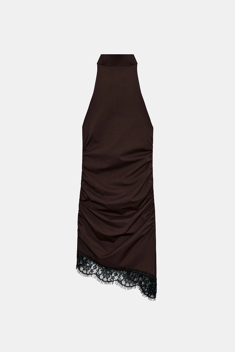 DRAPED LACE SHORT DRESS