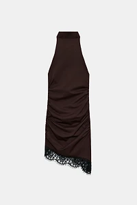 DRAPED LACE SHORT DRESS