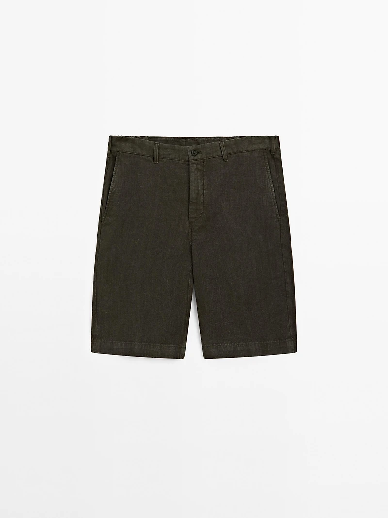 100% linen Bermuda shorts