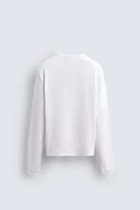 RIBBED SHIRT WITH BUTTON NECK