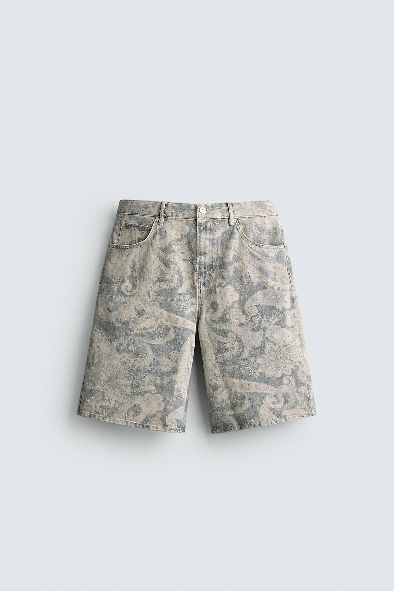 PAISLEY PRINT BAGGY FIT SHORTS