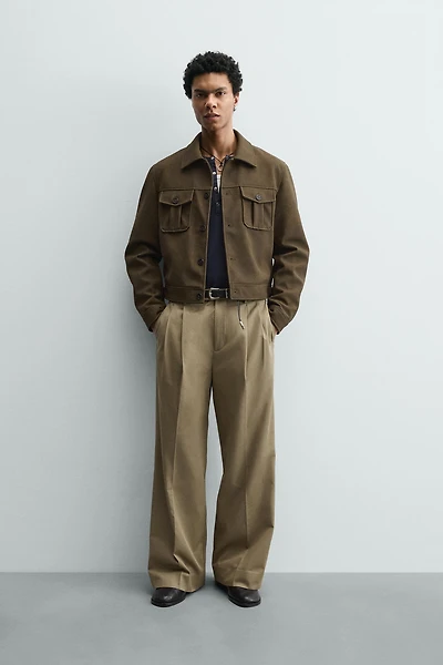 PLEATED WIDE FIT PANTS