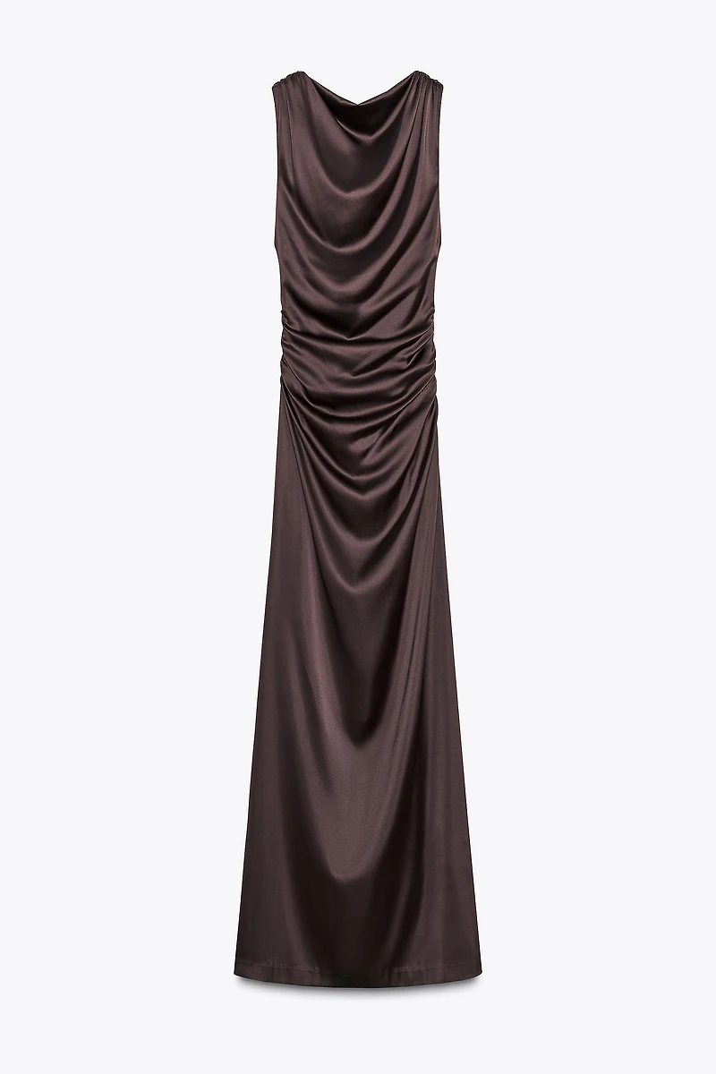 OPEN-BACK SATIN LONG DRESS