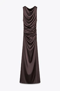 OPEN-BACK SATIN LONG DRESS