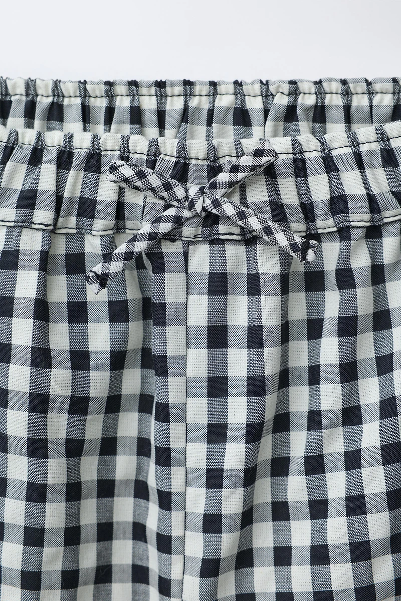 GINGHAM CULOTTES WITH WAVY TRIM