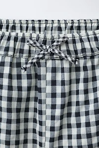 GINGHAM CULOTTES WITH WAVY TRIM