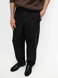 Linen tailored fit barrel trousers