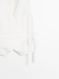 Veste sans manches nœud en lin mélangé