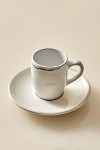 STONEWARE COFFEE CUP AND SAUCER