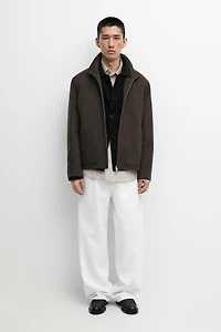 Wool blend high neck jacket