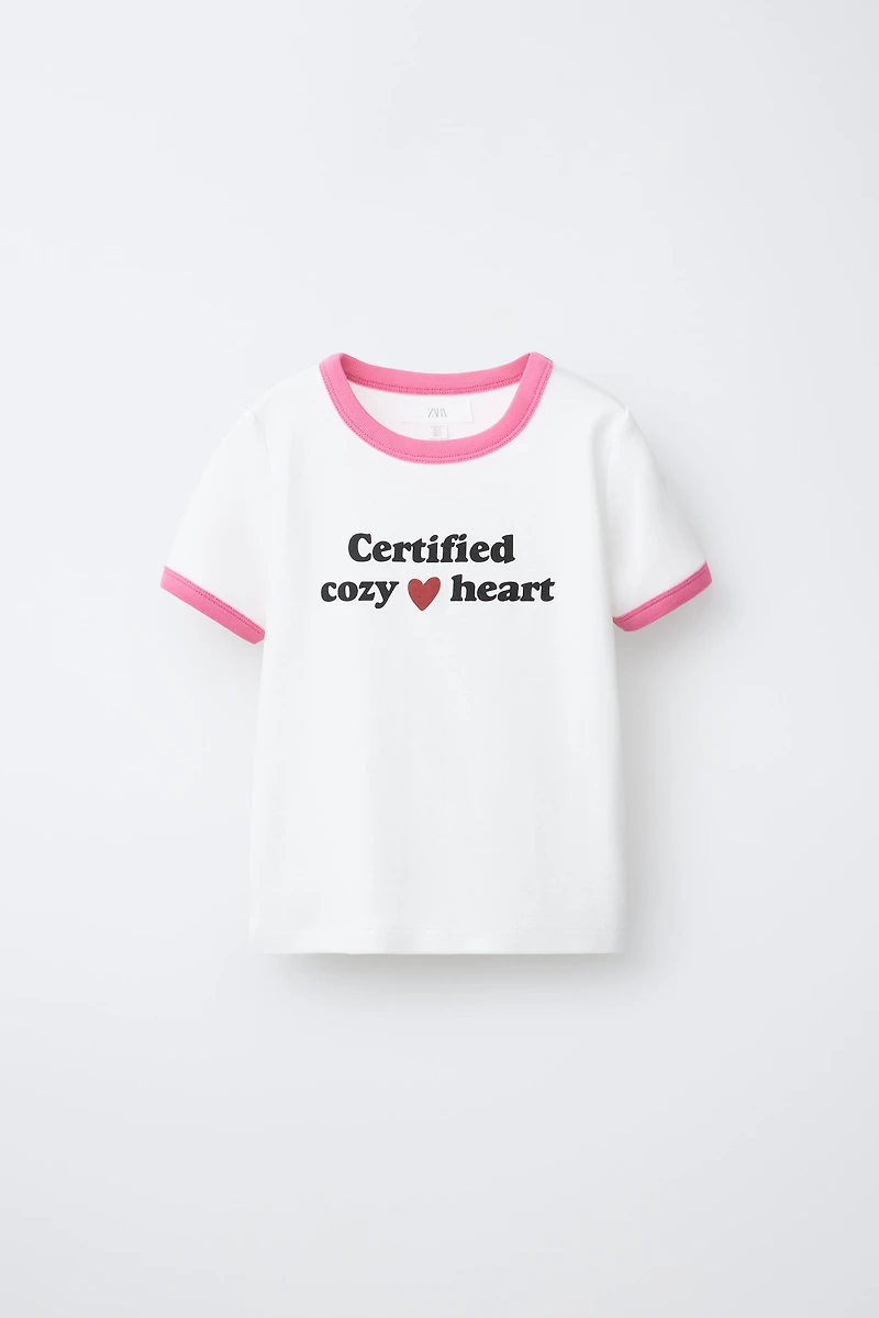 CONTRAST RIB TEXT T-SHIRT