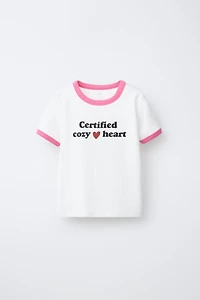 CONTRAST RIB TEXT T-SHIRT