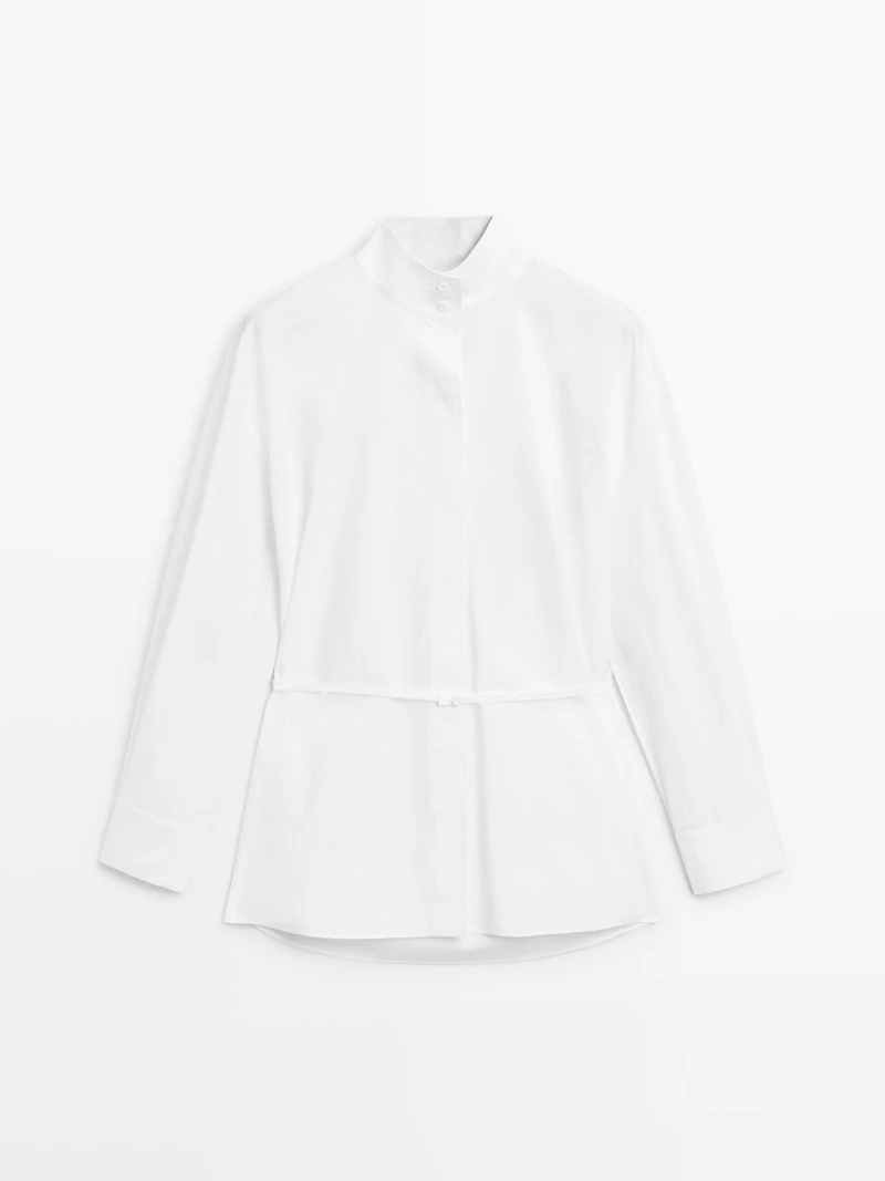 Chemisier à col montant avec ruban