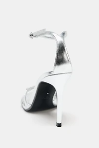 METALLIC EFFECT HIGH-HEEL SANDALS