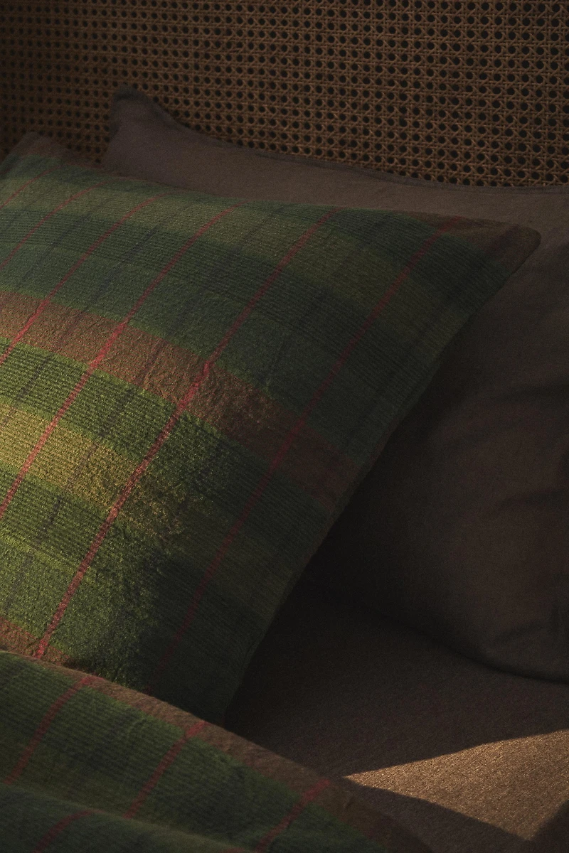 CHRISTMAS TARTAN CHECK COTTON PILLOWCASE