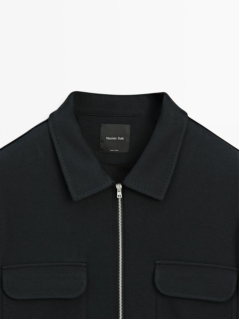 Cotton blend twill jacket with pockets